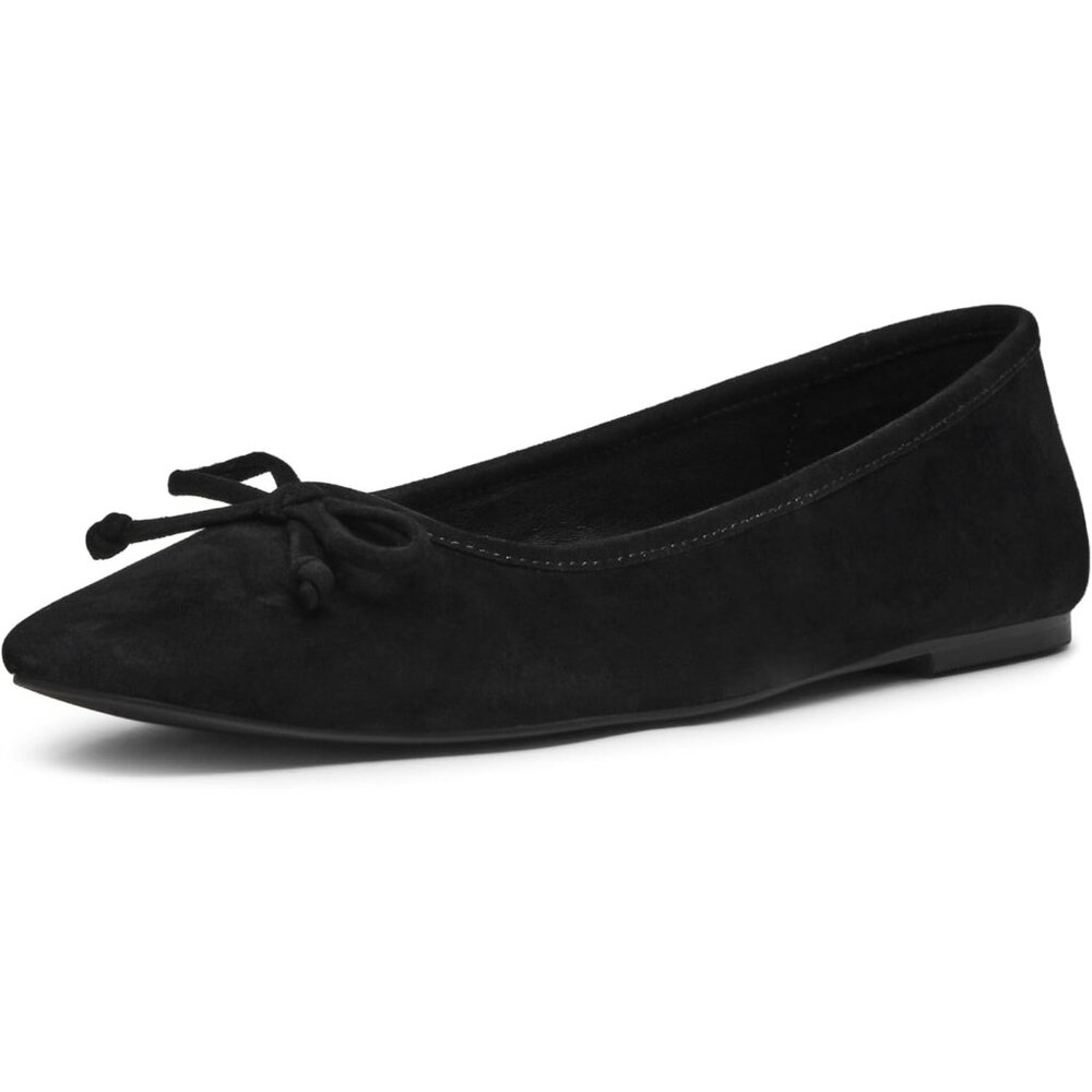 Timeless Black Suede Womens Malinda Ballet Flats, Size 7 Versatile Elegance